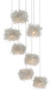 Currey and Company - 9000-0697 - Seven Light Pendant - Birds Nest - Clear/Silver