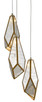 Currey and Company - 9000-0703 - Three Light Pendant - Glace Collection - Raj Mirror/Antique Brass