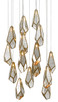 Currey and Company - 9000-0705 - 15 Light Pendant - Glace - Raj Mirror/Antique Brass/Silver