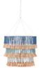 Currey and Company - 9000-0830 - Seven Light Chandelier - St. Barts Collection - Sugar White/Mist Blue/Demin Blue/Natural Rope