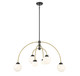Meridian - M100114MBKNB - Six Light Chandelier - Matte Black with Natural Brass