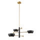 Meridian - M100143MBKNB - Three Light Chandelier - Matte Black and Natural Brass