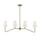 Meridian - M10078NB - Four Light Linear Chandelier - Mchan - Natural Brass