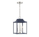 Meridian - M30013NBLPN - Three Light Pendant - Navy Blue with Polished Nickel
