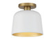 Meridian - M60067WHNB - One Light Semi-Flush Mount - White w/Natural Brass