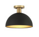 Meridian - M60071MBKNB - One Light Semi-Flush Mount - Matte Black with Natural Brass