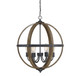 Meridian - M70034WB - Six Light Pendant - Mpend - Wood with Black