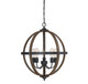 Meridian - M70041WB - Five Light Pendant - Mchan - Wood w/Black