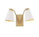 Meridian - M90076WHNB - Two Light Wall Sconce - White with Natural Brass