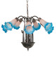 Pink/Blue Seven Light Chandelier (11687)