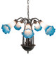 Pink/Blue Seven Light Chandelier (11687)