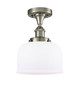 manufacturer_finish:Brushed Satin Nickel|manufacturer_glass:Cased Matte White Large Bell|light_output:220.00lm|color_temperature:2200K|cri:99