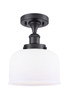 manufacturer_finish:Matte Black|manufacturer_glass:Cased Matte White Large Bell|light_output:220.00lm|color_temperature:2200K|cri:99