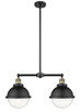 Innovations - 209-BAB-HFS-84-BK - Two Light Island Pendant - Franklin Restoration - Black Antique Brass