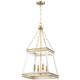 Cyan - 10905 - Four Light Pendant - White And Aged Brass