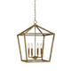 Millennium - 3244-VG - Four Light Pendant - Corona - Vintage Gold