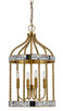 Cal Lighting - FX-3599-4 - Four Light Pendant - GLENWOOD - French Gold/Antiqued Mirror