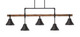 Toltec Lighting - 1145-410-DG - Five Light Bar - portland - Painted Wood-look Metal & Dark Granite