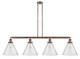 Innovations - 214-AC-G44-L - Four Light Island Pendant - Franklin Restoration - Antique Copper