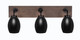 Toltec Lighting - 1773-MBDW-426-MB - Three Light Bath Bar - Oxbridge - Matte Black & Painted Distressed Wood-look Metal