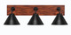 Toltec Lighting - 1773-MBWG-421-MB - Three Light Bath Bar - Oxbridge - Matte Black & Painted Wood-look Metal