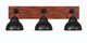 Toltec Lighting - 1773-MBWG-427-MB - Three Light Bathroom Lighting - Oxbridge - Matte Black & Painted Wood-look