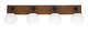 Toltec Lighting - 1774-MBWG-4101 - Four Light Bath Bar - Oxbridge - Matte Black & Painted Wood-look Metal