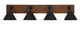 Toltec Lighting - 1774-MBWG-421-MB - Four Light Bath Bar - Oxbridge - Matte Black & Painted Wood-look Metal