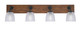 Toltec Lighting - 1774-MBWG-500 - Four Light Bath Bar - Oxbridge - Matte Black & Painted Wood-look Metal