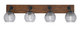 Toltec Lighting - 1774-MBWG-5110 - Four Light Bath Bar - Oxbridge - Matte Black & Painted Wood-look Metal