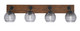 Toltec Lighting - 1774-MBWG-5112 - Four Light Bathroom Lighting - Oxbridge - Matte Black & Painted Wood-look