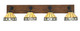 Toltec Lighting - 1774-MBWG-9405 - Four Light Bath Bar - Oxbridge - Matte Black & Painted Wood-look Metal