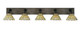Toltec Lighting - 1775-MBDW-9415 - Five Light Bath Bar - Oxbridge - Matte Black & Painted Distressed Wood-look Metal