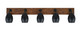 Toltec Lighting - 1775-MBWG-426-MB - Five Light Bath Bar - Oxbridge - Matte Black & Painted Wood-look Metal