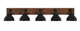 Toltec Lighting - 1775-MBWG-427-MB - Five Light Bath Bar - Oxbridge - Matte Black & Painted Wood-look Metal