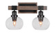 Toltec Lighting - 1842-MBDW-202 - Two Light Bath Bar - Tacoma - Matte Black & Painted Distressed Wood-look Metal