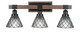Toltec Lighting - 1843-MBDW-9185 - Three Light Bath Bar - Tacoma - Matte Black & Painted Distressed Wood-look Metal
