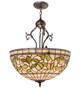 Meyda Tiffany - 17530 - Three Light Pendant - Tiffany Turning Leaf - Mahogany Bronze