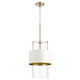 Quorum - 8013-0880 - One Light Pendant - Glass Cylinder Drum Pendants - Aged Brass|Studio White