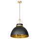 Quorum - 823-3-5980 - Three Light Pendant - Pruitt - Matte Black|Aged Brass