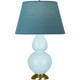 Robert Abbey - 1666B - One Light Table Lamp - Double Gourd - Baby Blue Glazed Ceramic w/Antique Natural Brass