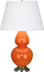 Robert Abbey - 1675X - One Light Table Lamp - Double Gourd - Pumpkin Glazed Ceramic w/Antique Silver