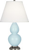 Robert Abbey - 1696X - One Light Accent Lamp - Small Double Gourd - Baby Blue Glazed Ceramic w/Antique Silver