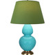 Robert Abbey - 1740G - One Light Table Lamp - Double Gourd - Egg Blue Glazed Ceramic w/Antique Natural Brass