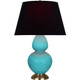 Robert Abbey - 1740K - One Light Table Lamp - Double Gourd - Egg Blue Glazed Ceramic w/Antique Natural Brass