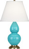 Robert Abbey - 1741X - One Light Table Lamp - Double Gourd - Egg Blue Glazed Ceramic w/Antique Silver