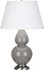 Robert Abbey - 1750X - One Light Table Lamp - Double Gourd - Smokey Taupe Glazed Ceramic w/Antique Silver
