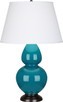 Robert Abbey - 1752X - One Light Table Lamp - Double Gourd - Peacock Glazed Ceramic w/Deep Patina Bronze