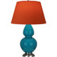 Robert Abbey - 1753T - One Light Table Lamp - Double Gourd - Peacock Glazed Ceramic w/Antique Silvered
