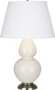 Robert Abbey - 1756X - One Light Table Lamp - Double Gourd - Bone Glazed Ceramic w/Antique Silver